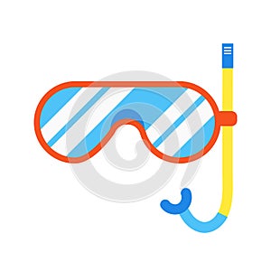Diving or snorkel mask flat style design vector illustration icon sign isolated on white background.